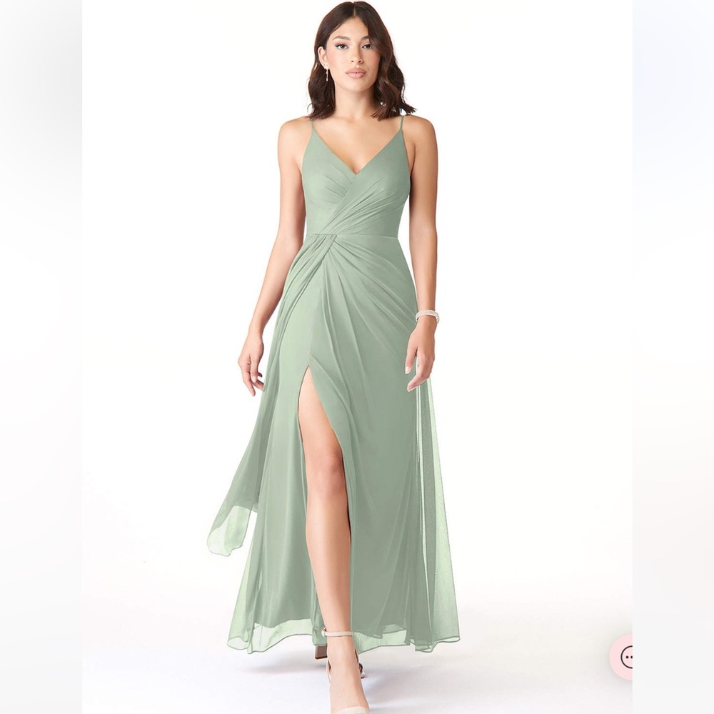 Azazie Evalin dress in Dusty Sage